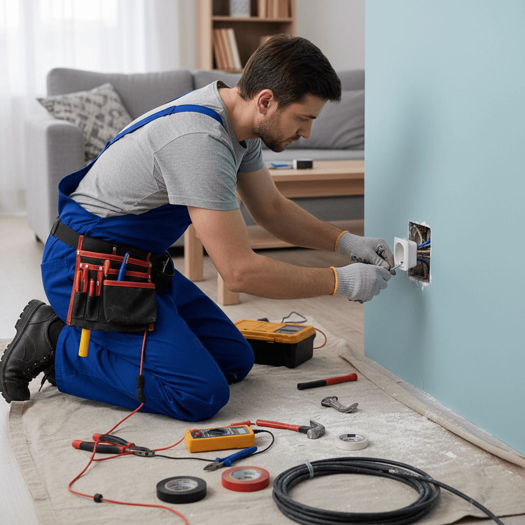 Offene Wandsteckdose Reparatur